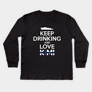 Formula 1 meme - Keep calm and love Kimi vintage | drinking | Racing car Kids Long Sleeve T-Shirt